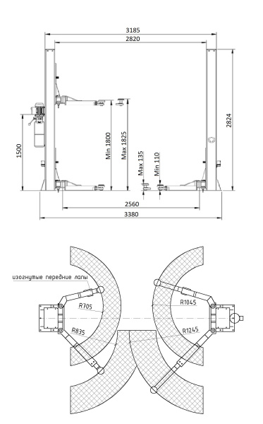 Подъемник двухстоечный Т4
